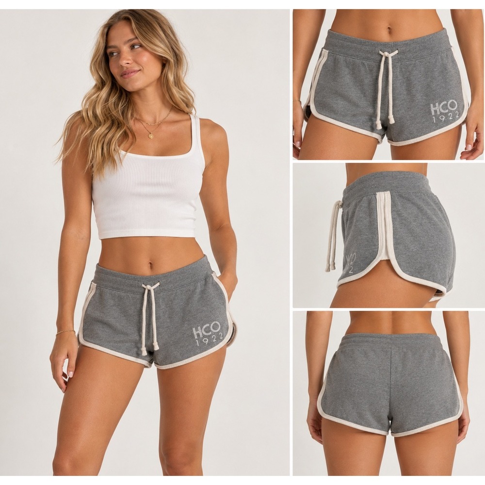 Hollister Dolphin Shorts Grey Logo Micro Mini Athletic Casual Y2K Womens Small